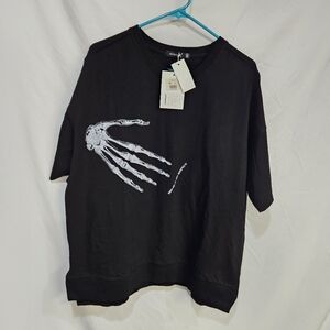 Skeleton Hand Black AOWOFS Tee T-Shirt Size 2XL Emo Punk Goth Scene Grunge